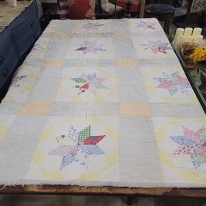 Vintage Handmade Quilt Full Queen Twin Bedspread Blanket Farmhouse Cabin 64X70